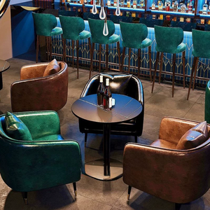 ชุดเฟอร์นิเจอร์โซฟาไม้เนื้อแข็งสไตล์วินเทจสำหรับบาร์คลับ พร้อมโต๊ะน้ำชาหินอ่อนแบบเรียบหรูสำหรับร้านกาแฟ - Product Image 2