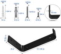 Support mural pliable en forme de L MYQ JYQ-34, en métal, personnalisable, noir, blanc, argent, flottant, OEM, surface en acier