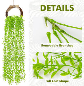 Venta al por Mayor de 5 Ramas de <span class=keywords><strong>Sauce</strong></span> <span class=keywords><strong>Llorón</strong></span> Artificial, Flores Artificiales de Plástico, Enredadera Colgante, Hojas Verdes para Decoración <span class=keywords><strong>del</strong></span> Hogar - Product Image 6