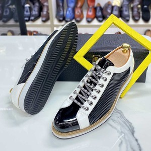 Leather shoes, men's shoes, party leather shoes in black and white color, casual style, pointed <b>toe</b>, handmade - Product Image 3