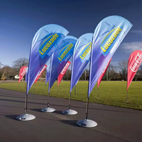 Bandera de Plumas Personalizada, Bandera de Playa en Forma de Lágrima, Exhibición Publicitaria para Exteriores con Soporte de Poste para Eventos Promocionales