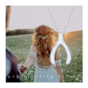 Collar con Colgante de Hueso de la Suerte de Plata de Ley 925 con Ópalo, Joyería de Moda - Product Image 6