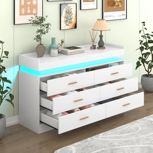 Nhà Máy Giá Rẻ Trắng LED Ngăn Kéo Tủ Quần Áo Bằng Gỗ Tủ Lưu Trữ Ngực Ngăn Kéo Phòng Ngủ Cho Quần Áo - Product Image 1