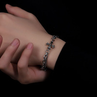 Bracelet en acier inoxydable à double couche, maillons cubains, croix, cadeau chrétien tendance, bijoux gothiques unisexes