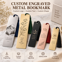 Marque-page en métal personnalisé avec logo gravé au laser, idéal pour les cadeaux de mariage, de remise de diplôme, d'entreprise, vente en gros, marque privée