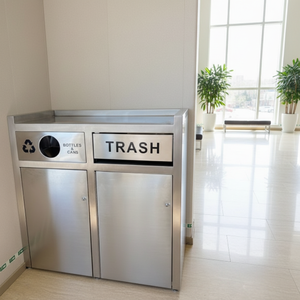Poubelles de restaurant en acier de 2 x 46 gallons avec porte-plateau, <span class=keywords><strong>bac</strong></span> à déchets pour cafétéria, pour les chaînes de restauration rapide - Product Image 5