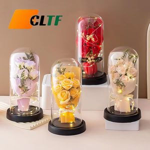 Mẹ của Saint Valentine Valentine của ngày quà tặng cho cô gái phụ nữ vĩnh cửu Rose Flower Bouquet trong Glass Dome với LED Light - Product Image 1