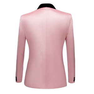 Chaqueta de traje ajustada de <span class=keywords><strong>terciopelo</strong></span> plano para <span class=keywords><strong>hombre</strong></span>, gran oferta, chaqueta informal para vestido de banquete de boda europeo y americano - Product Image 2