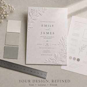 Invito Matrimoniale Botanico Senza Tempo Personalizzato, Stampa in Rilievo con Ramo d'Ulivo e Layout Tipografico Pulito - Product Image 6