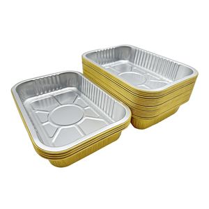 RE3G Smooth Wall Aluminium <b>Tray</b> Prepared Food Packaging 161x111x28mm Aluminum Food Containers With Sealed Lid - Product Image 2