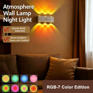 LED Six Cat Eyes Human Body Sensing Three-Color Background Night <b>Light</b> for <b>Corridor</b> Hallway Bedroom - Product Image 2