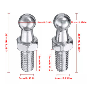 Boulon à tête sphérique en acier au carbone, écrou hexagonal, tige filetée zinguée pour vérin à gaz, quincaillerie automobile et industrielle - Product Image 3