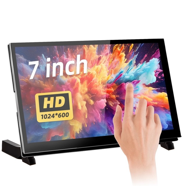 7-inch Raspberry PI 3B/4B HD/MI Display, 1024*600 IPS Capacitive Touch Screen, Driverless