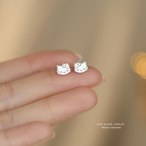 <span class=keywords><strong>Orecchini</strong></span> a Perno Hello Kitty in <span class=keywords><strong>Argento</strong></span> S999, Design <span class=keywords><strong>Mini</strong></span> Gatto Carino, Regalo Trendy per Feste, Tono Oro e <span class=keywords><strong>Argento</strong></span> per Donne, Vendita all'Ingrosso - Product Image 3