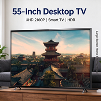 TV LED LCD Android Pintar 50 Inci dengan Kontrol Suara, Layar 4K UHD, dan Stand Meja untuk Hiburan Rumah dan Hotel