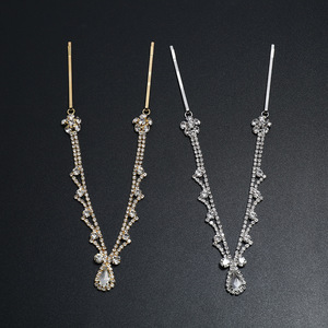 Cadena <span class=keywords><strong>para</strong></span> el Cabello en Forma de Lágrima, Diadema de Novia con Cuentas, Elegante y con Cristales en Forma de Gota de Agua, Joyería <span class=keywords><strong>para</strong></span> la Frente - Product Image 4