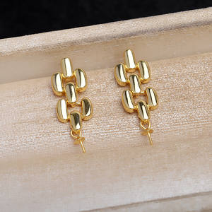 S925 Silver Face <b>Earrings</b> 7-8 Pearl Inlay Women's DIY Accessories 3-Leaf Grass <b>Earrings</b> Empty <b>Holder</b> Jewelry Findings Components - Product Image 5
