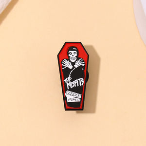 เข็มกลัดโครงกระดูกแบบกำหนดเอง,เข็มกลัดปกเสื้อสุดเท่แนวพังค์สยองขวัญหมุดเคลือบสีเข้ม - Product Image 6