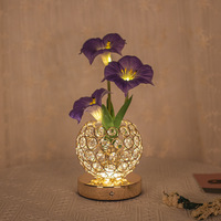 Lampe de table LED sans fil Crystal Flower L pour mariage, fête, événement et décoration de centre de table, chambre, salon, cadeau lumineux