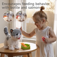 Jouets en peluche interactifs pour enfants Tumama : chat en peluche électronique doux avec commande vocale et laisse, pour l'éveil parent-enfant