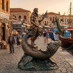 Statua in Bronzo di Nettuno, Dio del Mare, con Tridente, Realizzata con Metodo di Fusione a Cera Persa per Attrazioni Turistiche Costiere - Product Image 2