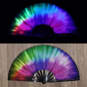 Abanico de Mano Plegable Luminoso Ultravioleta de 13 Pulgadas, Decoración de Bambú, Accesorios para Festivales - Product Image 3