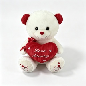 Ours en peluche personnalisé pour la Saint-Valentin, ours en peluche blanc avec cœur rouge, jouet en peluche ours en peluche, ours en peluche animal en peluche pour l'amour - Product Image 1