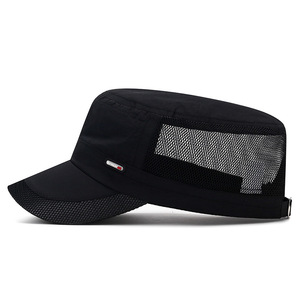 <b>Flat</b> Cap Mesh Breathable Sun <b>Hat</b> For Men Summer Outdoor Sport Protection Black - Product Image 2
