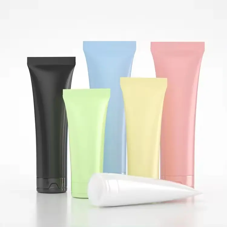 Custom Empty Pink Oval Hand Eye Packaging Bb Cream Tubes Skincare Squeeze Cosmetic Plastic Tube For Cosmetics With Lid