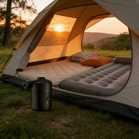 Pompe à air portable d'extérieur avec batterie rechargeable intégrée de 6000 mAh, adaptateur de valve double fonction gonflage/dégonflage, 0,65 PSI