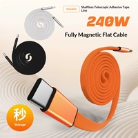 Câble plat magnétique 240W/100W à charge ultra-rapide et transfert de données, ultra-fin, compatible avec les appareils Type-C, charge universelle pour voiture