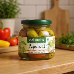 Peperoni Dolci Leggermente Piccanti Conservati in Salamoia Natureta 260g X 12pz Frutta - Product Image 3