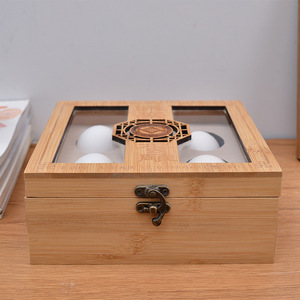 <b>Bamboo</b> Wood Egg Carving Box With Transparent Lid Four Piece Gift Box Clasp Flip Design Rectangular Storage <b>Container</b> - Product Image 3