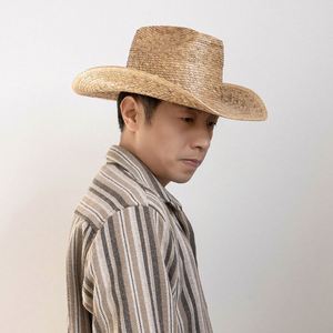 Hot Selling 2025 New Arrival Men's Women's Outdoor <b>Sunscreen</b> Straw Hat Fashionable Hand-Woven Palm Leaf Large Brimmed Cowboy Hat - Product Image 4