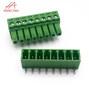 Pitch .5/3.81mm 8Pins Plug-in Type Solder Right/Straight Angle Female And Male a Set Green Terminal Blocks