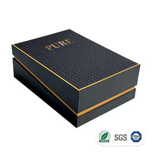 Premium Luxury Matte Black Rigid Lid and Base Gift Box with Gold Foil Stamping Custom Logo <b>Square</b> Shoulder Box for Cosmetics - Product Image 1