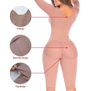 Vente en gros <span class=keywords><strong>Colombianas</strong></span> Contrôle du ventre Bodyshaper Longueur au genou Manches solitaires Vêtements de compression Gaines post-partum colombiennes - Product Image 3
