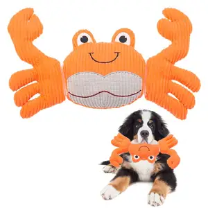 Hot Sale Cute Crab Soft Squeaky Interactive Hide And Seek Pet Dog Plush Toys Pet Chew Dog Toys