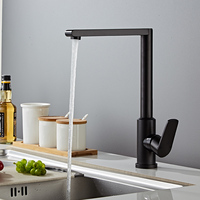 Robinet de cuisine premium anti-éclaboussures rotatif en aluminium avec cartouche céramique, eau froide et chaude