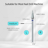 HYTOOS Pointy-bud Diamond Nail Drill Bits Chrome Pro Russian Cuticle Bit for Drills Dead Skin Cleaner Nails Pre-treatment Tool