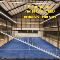 Éclairage de terrain 10800LM IK10/IP65 190lm/w conforme à la norme FIP, éclairage LED pour terrain de padel, éclairage pour terrain de padel, pickleball et badminton
