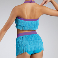 MiDee filles sexy costumes de danse du ventre adulte vibrant glands licou dos nu jupe courte cha cha robes vêtements de compétition latine