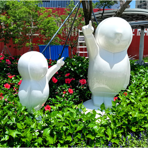 Ensemble de sculptures de figurines de dessins animés en résine pour l'extérieur, décoration de jardin moderne et amusante, forme irrégulière autoportante, finition brillante - Product Image 4
