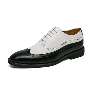 Large Size 38-46 Brogue Carved Dress Shoes for Men Color <b>Block</b> Formal Business Oxfords Comfortable and Stylish - Product Image 6