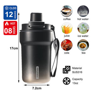 Mug à café de voyage Fayren 400 ml 480 ml, bouteille d'eau en acier inoxydable 316 sans BPA avec paille, tasse à double boisson - Product Image 2