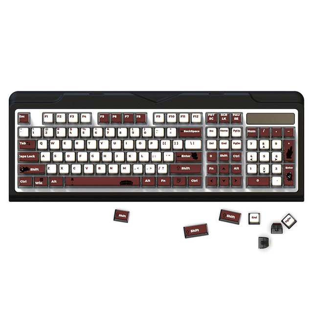 Custom PBT Pudding Keycaps 125 Key Set Double Shot Shine Through Cat Design for Cherry MX Switches