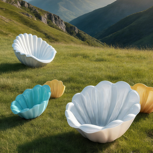 Chaise de <span class=keywords><strong>jardin</strong></span> en coquille extérieure de style nordique de luxe, en fibre de verre, en forme de coquille Saint-Jacques, <span class=keywords><strong>fauteuil</strong></span> de salon pour patio, villa, hôtel, meubles - Product Image 2