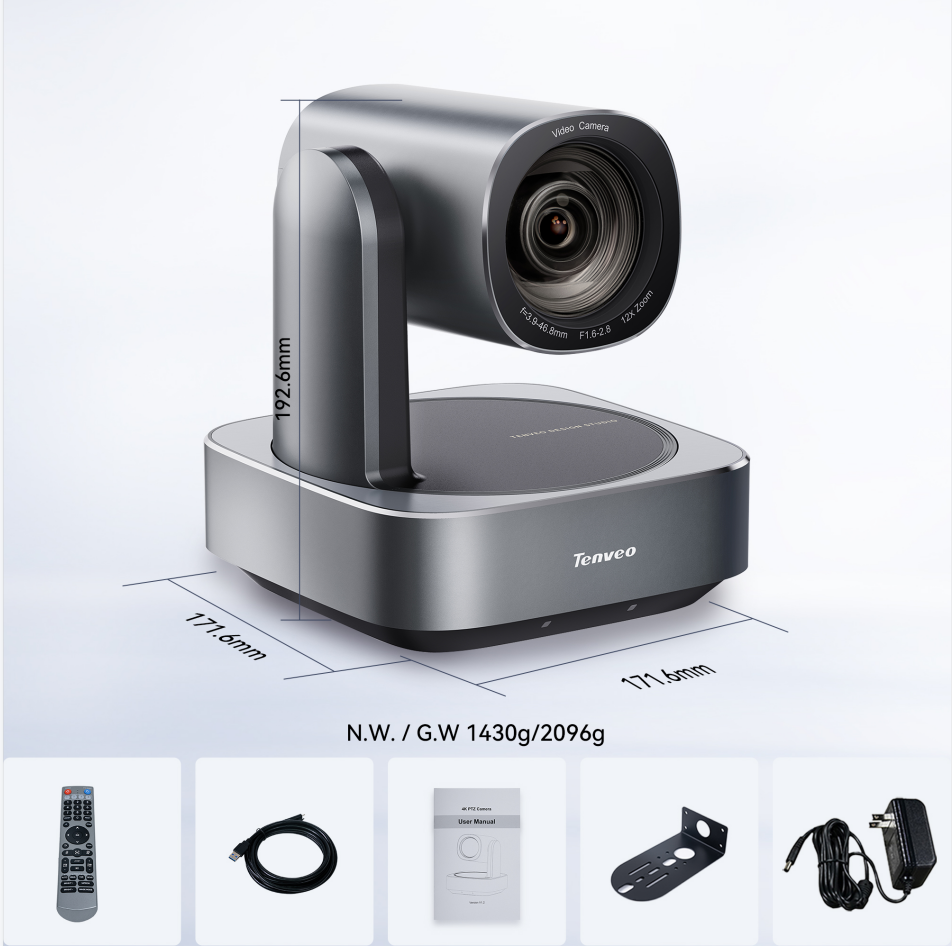 Tenveo PTZカメラ 4K UHD イメージングシステム VL12U 会議やライブストリーミングに使用する 12X ZOOM 4K PTZ カメラ