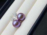 Boucles d'oreilles clous en argent sterling S925 de haute qualité, perles de culture d'eau douce Edison violettes naturelles de luxe 7/8/9 mm, boucles d'oreilles de mariée