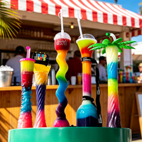 Gobelet à slush torsadé haut sans BPA, réutilisable, en plastique, avec paille, pour boissons de fête estivale à la plage, logo personnalisé